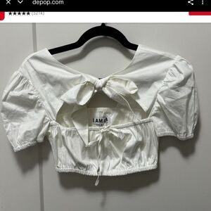 I.AM.GIA White Puff Sleeve‎ Crop Top312